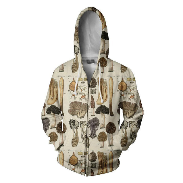 Beautiful Mushroom Art all over-Apparel-NTH-Zipped Hoodie-S-Vibe Cosy™