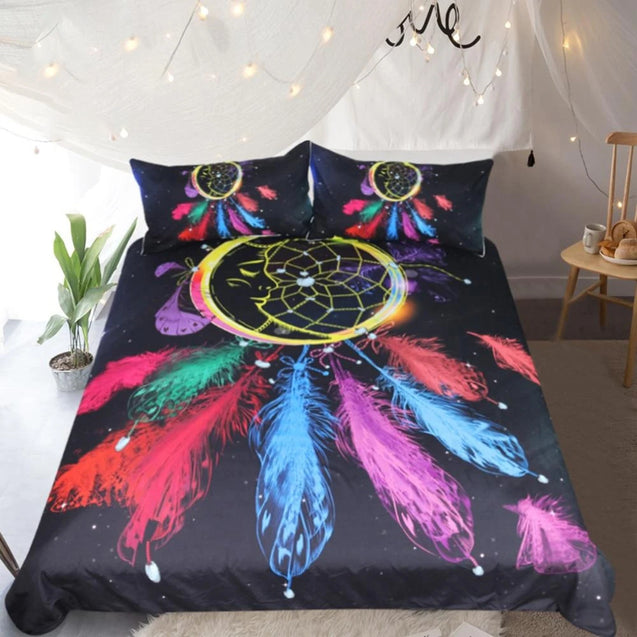 Colorful feathers night moon dreamcatcher bedding set HG61700-HG-US Twin-Vibe Cosy™