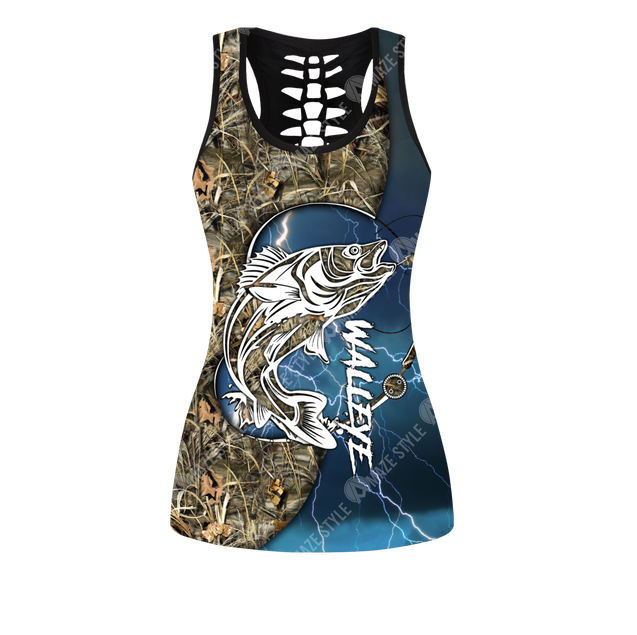 Walleye fishing gear blue Tattoo camo Combo Legging + Tank TR240301-Apparel-Huyencass-No Legging-S-Vibe Cosy™