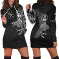 The Raven of Odin - Tattoo Style-Apparel-HP Arts-Hoodie Dress-S-Vibe Cosy™