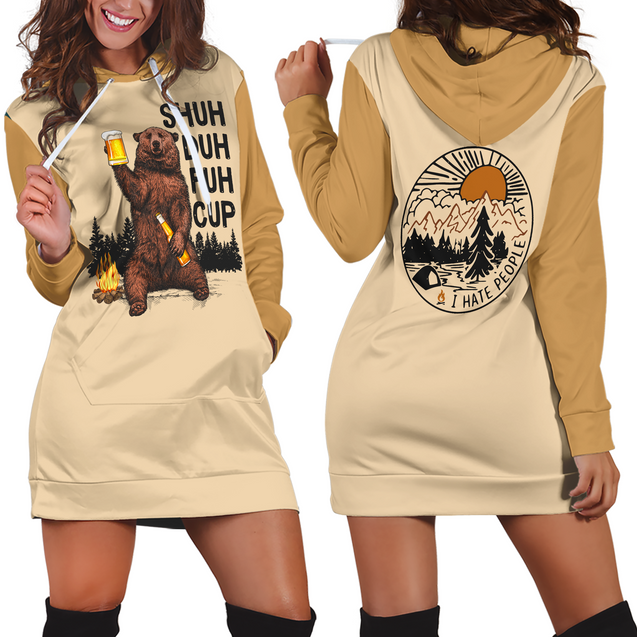 Shuh Duh Fuh Up - Camping Bear B103-Apparel-NNK-Hoodie Dress-S-Vibe Cosy™