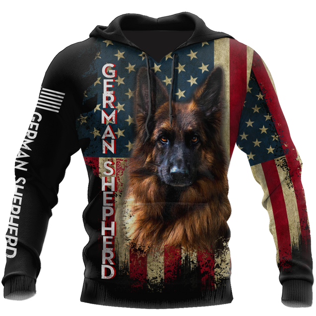 German Shepherd American Flag 3D All Over Print Hoodie