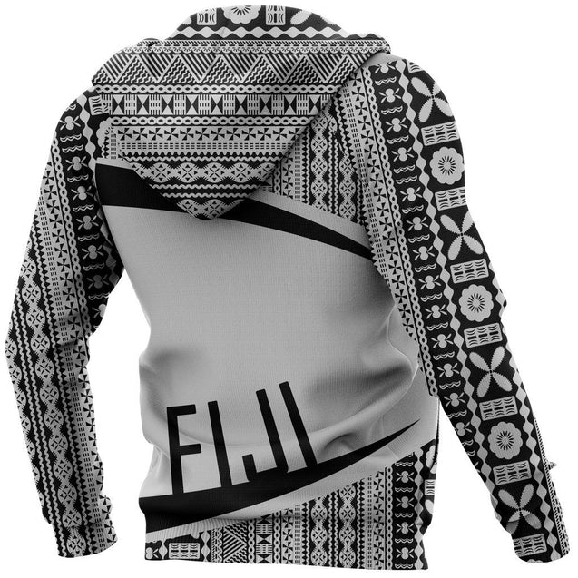 Fiji Tapa Hoodie - Circle Black-Apparel-Khanh Arts-Hoodie-S-Vibe Cosy™