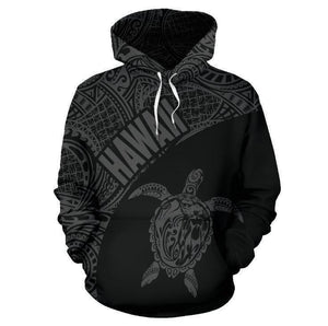 Hawaii Hoodie Turtle Mermaid Polynesian Wave - Gray Hoodie-Apparel-Phaethon-Hoodie-S-Vibe Cosy™