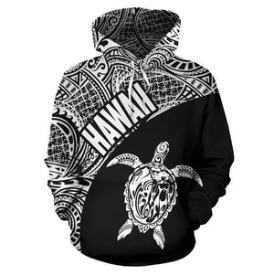 Hawaii Hoodie Turtle Mermaid Polynesian Wave - White Hoodie-Apparel-Phaethon-Hoodie-S-Vibe Cosy™