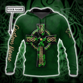 Irish St.Patrick cross 3d hoodie shirt for men and women custom name