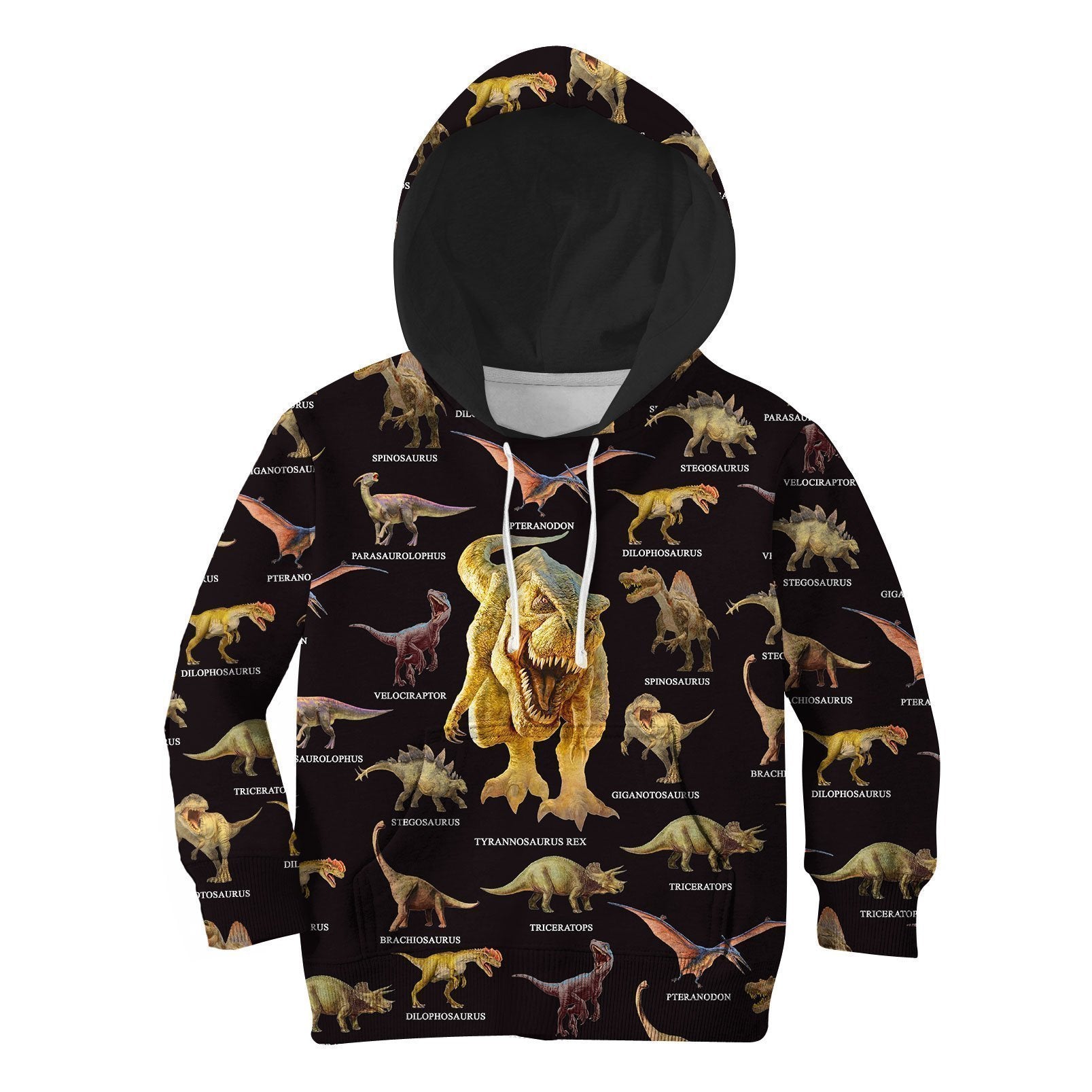 3D All Over Printed Black Dinosaurs T-Rex Shirts-Apparel-HP Arts-Hoodie-TODDLER 2T-Vibe Cosy™