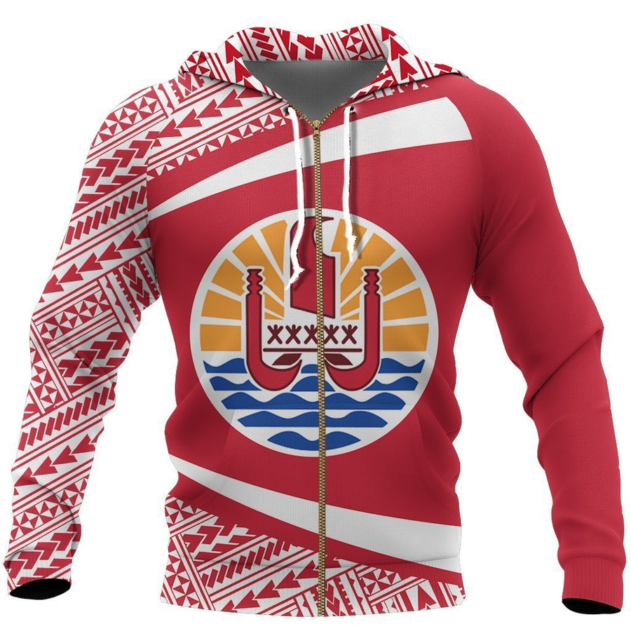 French Polynesia Coat Of Arms Hoodie - Circle Red Ver 2.0 J7-Apparel-Khanh Arts-Hoodie-S-Vibe Cosy™