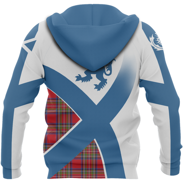Scottish Flag Tartan Hoodie NNK 1522-Apparel-PL8386-Zip Hoodie-S-Vibe Cosy™