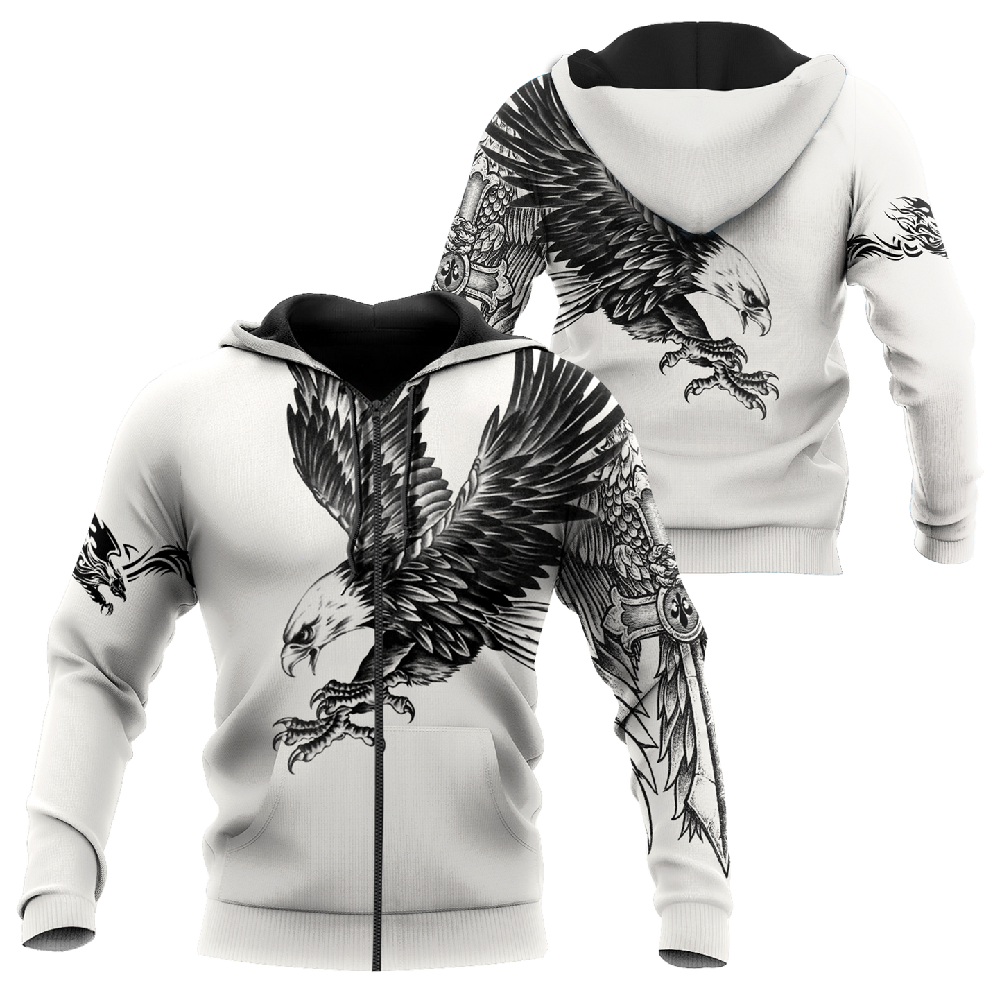 Eagle Tatoo Hoodie 3D All Over Printed Shirts For Men Pi15072003-Apparel-LAM-Zipped Hoodie-S-Vibe Cosy™