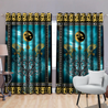 Vikings - Tree Of Life Fenrir Skoll And Hati Raven Rune Thermal Grommet Window Curtains-Curtains-HP Arts-52'' x 63''-Vibe Cosy™