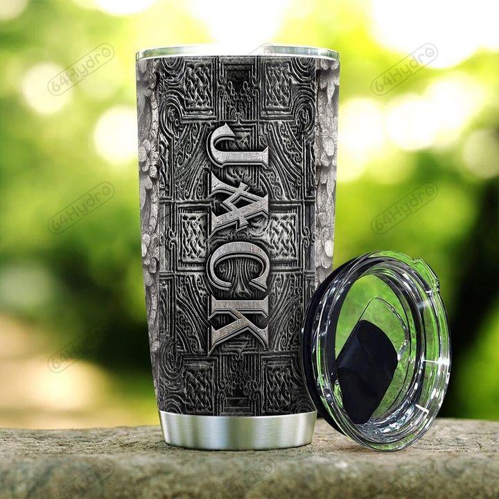 Viking Wolf Metal Style Personalized Stainless Steel Tumbler 25022101.CXT Custom Name XT