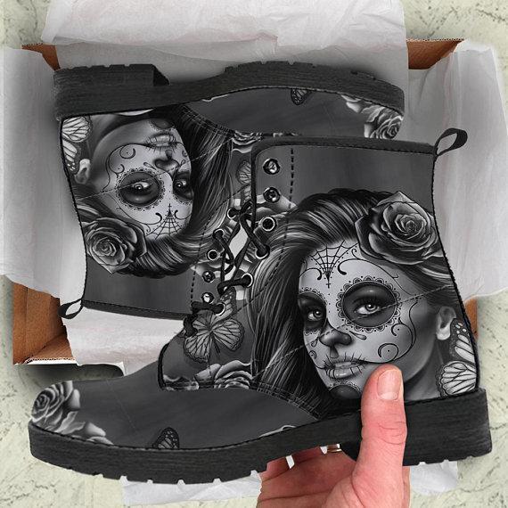 Sugar Skull Calavera Boots DTD10062001-6teenth Outlet-35 EU/ 5 US Women's-Pink-Vibe Cosy™