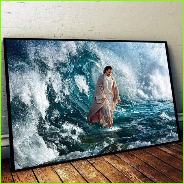 Jesus He Walks On Water Horizontal Poster