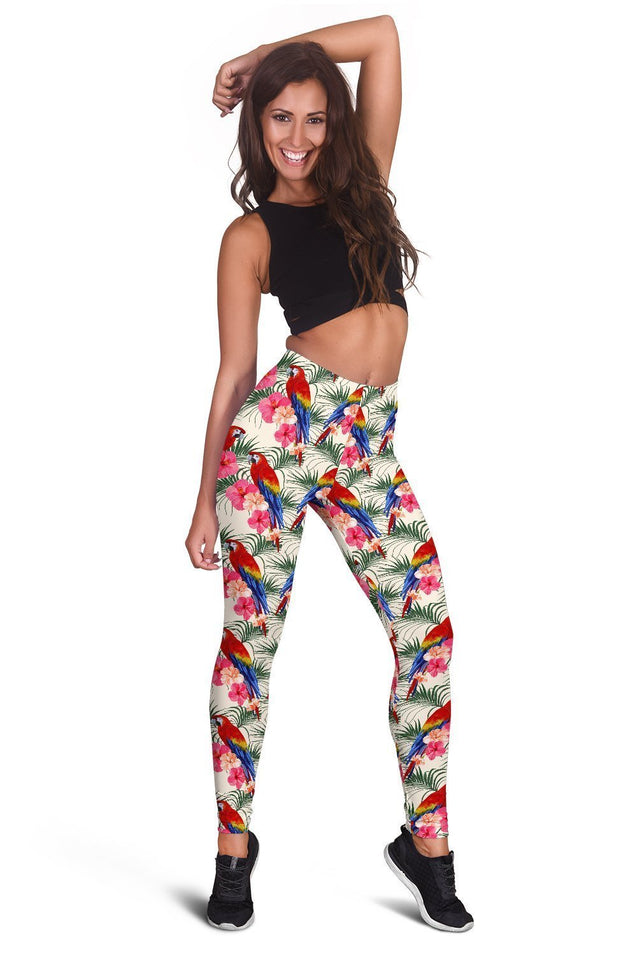 All Over Printing Scarlet Macaw And Flower Hoodie Dress-Apparel-Phaethon-Legging-XS-Vibe Cosy™