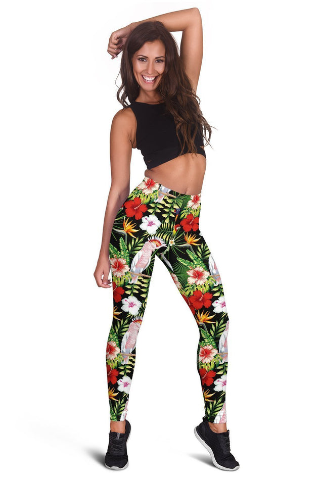 Major Mitchell’s Cockatoo Parrot and Flower Legging-Apparel-HbArts-Legging-XS-Vibe Cosy™