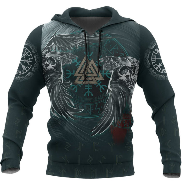 Viking Hoodie Ravens Skull Tattoo HP261210-Apparel-HP Arts-Hoodie-S-Vibe Cosy™