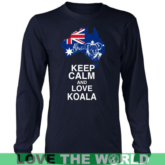 KEEP CALM AND LOVE KOALA R1-T-SHIRTS-HP Arts-District Long Sleeve Shirt-Navy-S-Vibe Cosy™