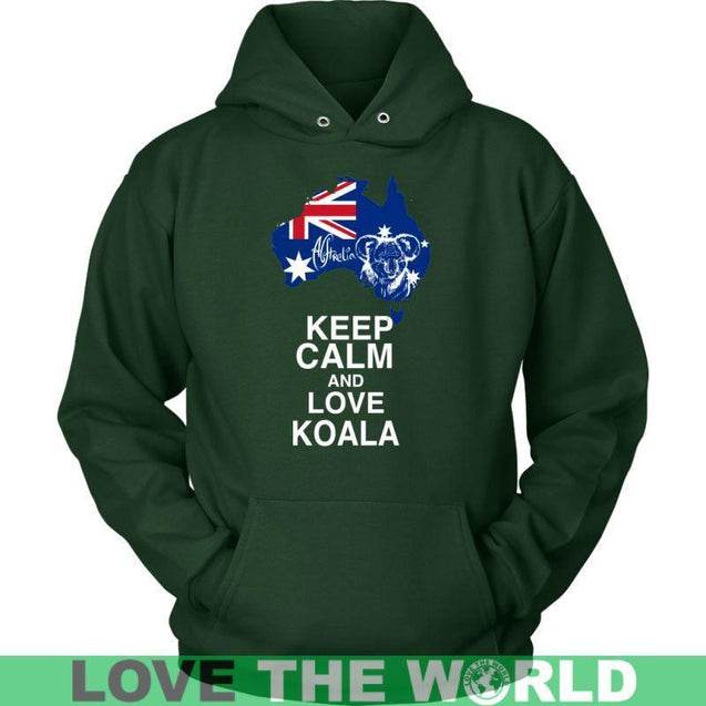 KEEP CALM AND LOVE KOALA R1-T-SHIRTS-HP Arts-Unisex Hoodie-Dark Green-S-Vibe Cosy™