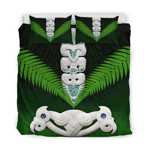 Maori Culture Taiaha Toa Taua Silver Fern Bedding Set