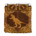 Love Dinosaur antique golden frame 3d printed Bedding set