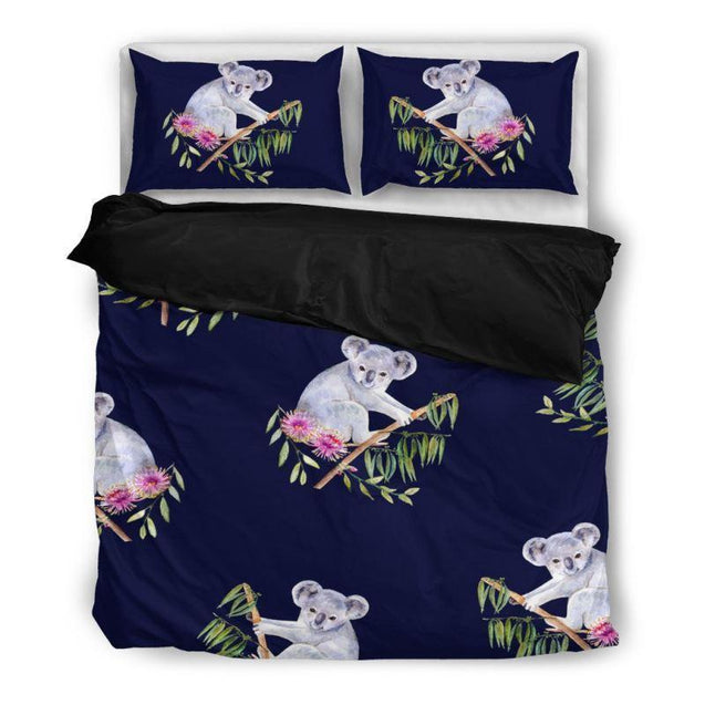 KOALA BEDDING SET 02 Q1-BEDDING SETS-HP Arts-Bedding Set - Black - KOALA BEDDING SET 02 Q1-Twin-Vibe Cosy™