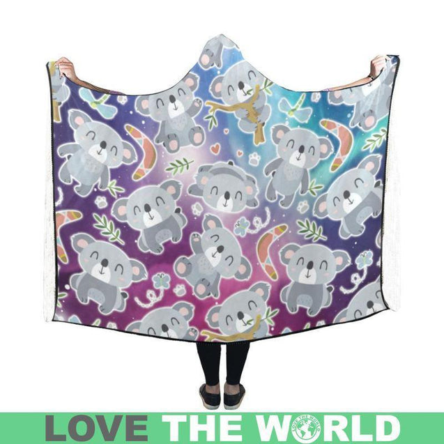 KOALA GALAXY PATTERN HOODED BLANKET - BN02-HOODED BLANKETS-HP Arts-One Size-koala Hooded Blanket 50''x40''-Vibe Cosy™