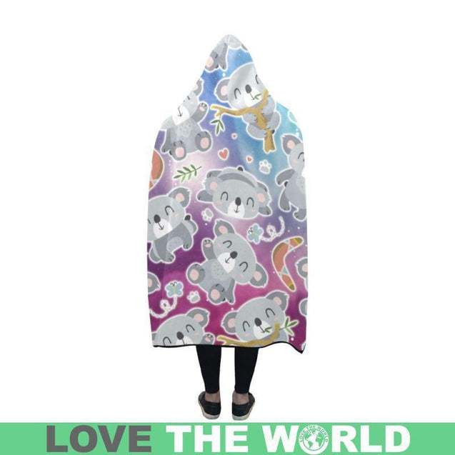 KOALA GALAXY PATTERN HOODED BLANKET - BN02-HOODED BLANKETS-HP Arts-One Size-koala Hooded Blanket 50''x40''-Vibe Cosy™