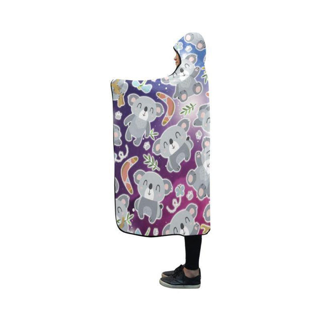 KOALA GALAXY PATTERN HOODED BLANKET - BN02-HOODED BLANKETS-HP Arts-One Size-koala Hooded Blanket 50''x40''-Vibe Cosy™