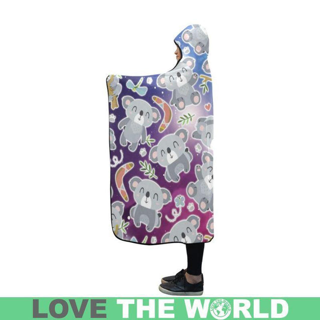KOALA GALAXY PATTERN HOODED BLANKET - BN02-HOODED BLANKETS-HP Arts-One Size-koala Hooded Blanket 60''x50''-Vibe Cosy™