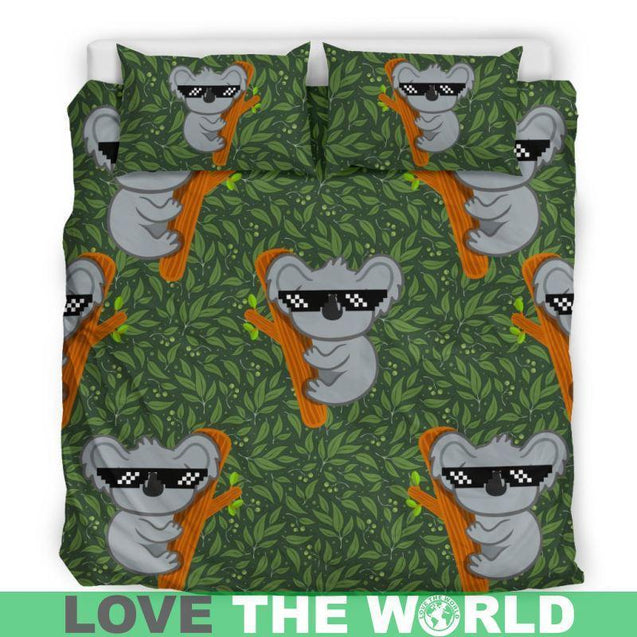 KOALA THUG LIFE BEDDING SET - HM1-BEDDING SETS-HP Arts-Bedding Set - Black - BLACK-King-Vibe Cosy™