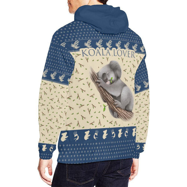 Hoodie Australia Koala Lover™ K5-ALL OVER PRINT HOODIES-HP Arts-Men-S-Blue Mix Creme-Vibe Cosy™