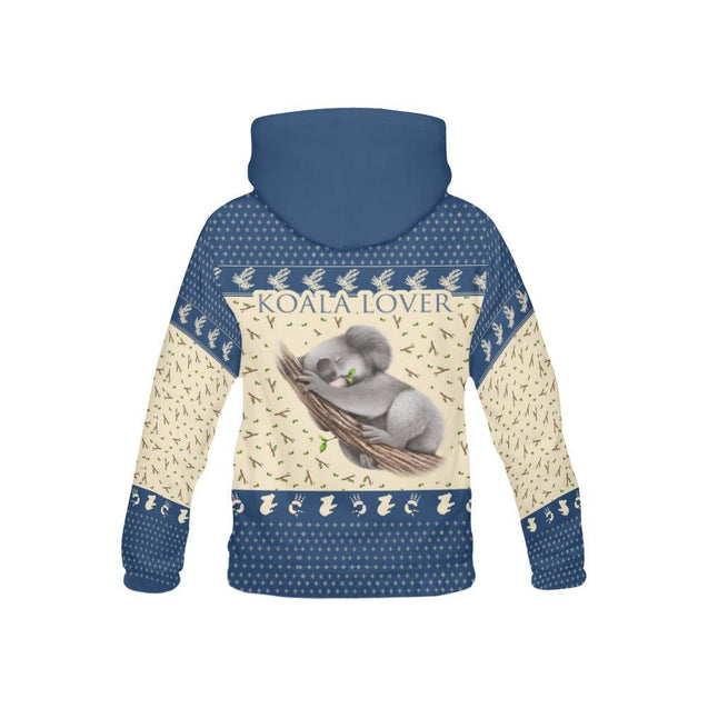 Hoodie Australia Koala Lover™ K5-ALL OVER PRINT HOODIES-HP Arts-Men-S-Blue Mix Creme-Vibe Cosy™