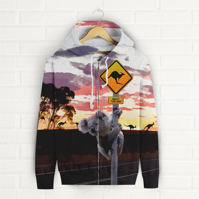 Zip Up Hoodie Australia Koala And Kangaroo Sign™ K5-ALL OVER PRINT ZIP HOODIES (P)-HP Arts-Zip-Up Hoodie-S-Vibe Cosy™