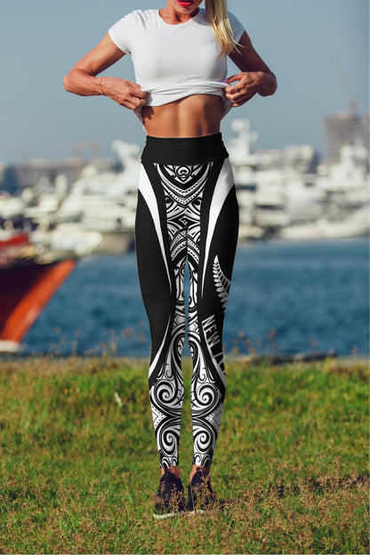 New Zealand Maori Pattern High Waist Leggings NVD-Apparel-Dung Van-Legging-S-Vibe Cosy™
