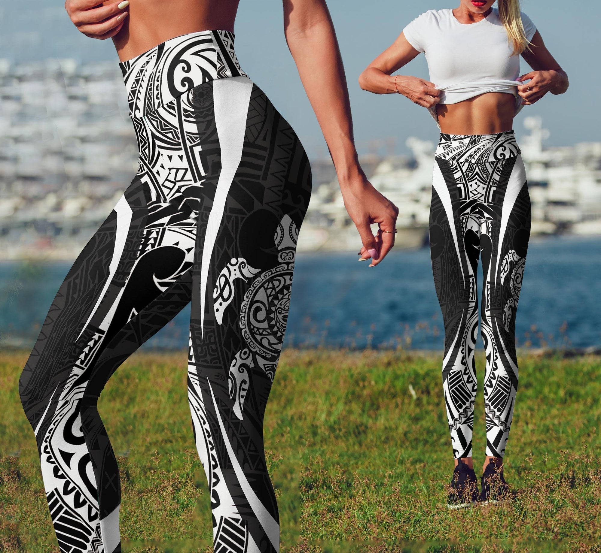 Turtle Maori Tattoo Legging Waisband Hight-Apparel-HD09-Legging-S-Vibe Cosy™