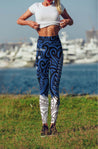 New Zealand Maori Fern Blue Edition High Waist Leggings-Apparel-HD09-Legging-S-Vibe Cosy™