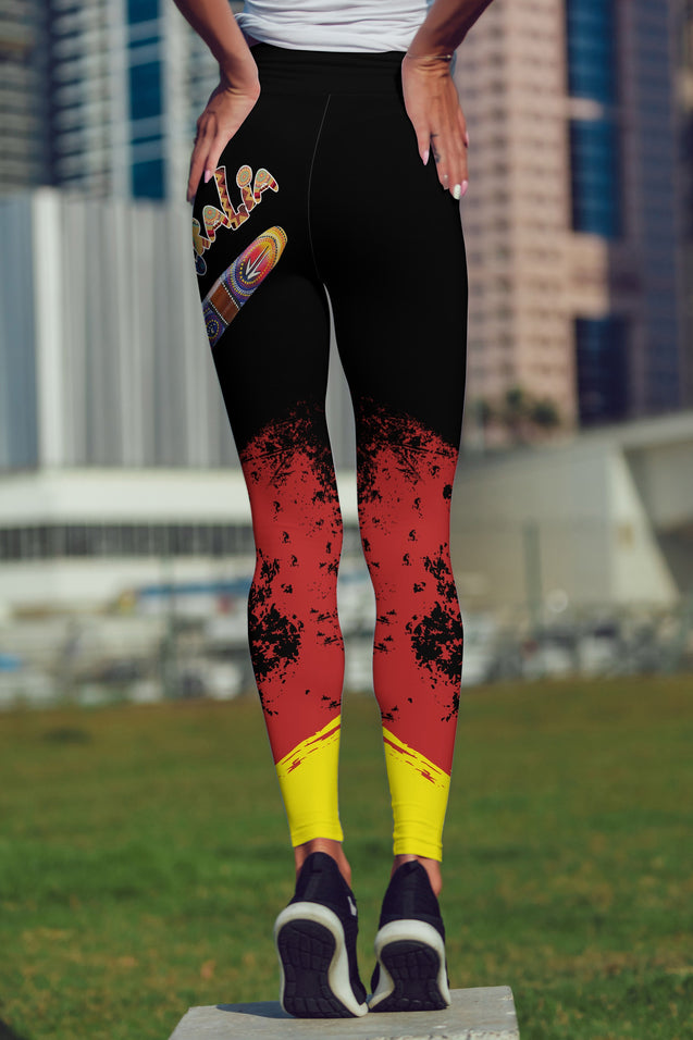 Australia Red Black Animals Pattern High Waist Leggings-Apparel-HD09-Legging-S-Vibe Cosy™