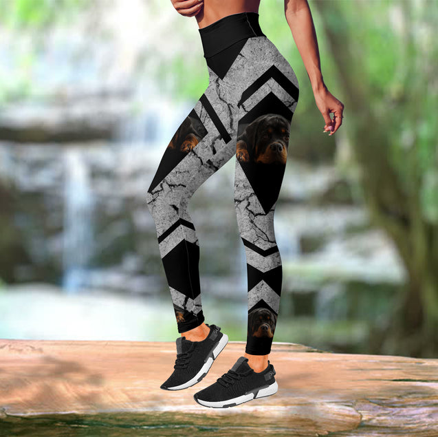 Rottweiler leggings + hollow tank combo HG71004S1-Apparel-HG-S-No tank-Vibe Cosy™