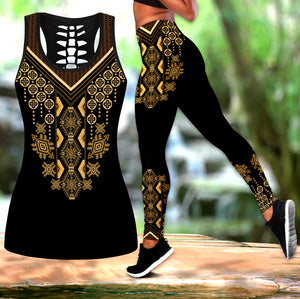 African Traditional Pattern 3D Over Printed Legging & Tank top ML