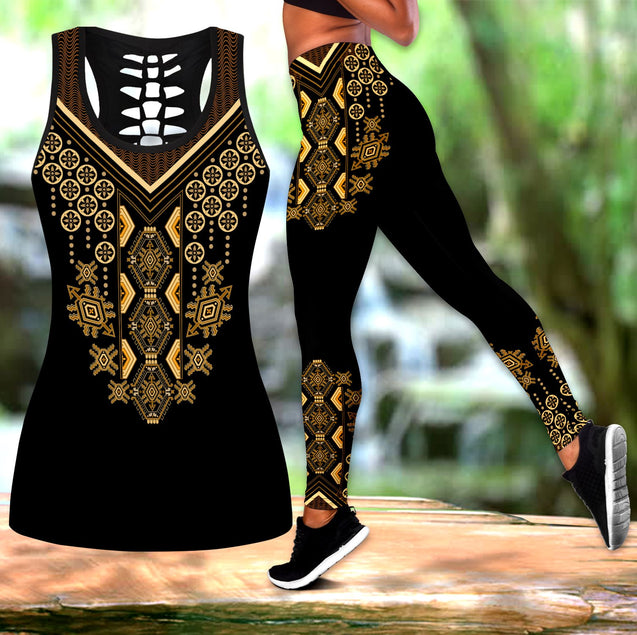 African Traditional Pattern 3D Over Printed Legging & Tank top ML