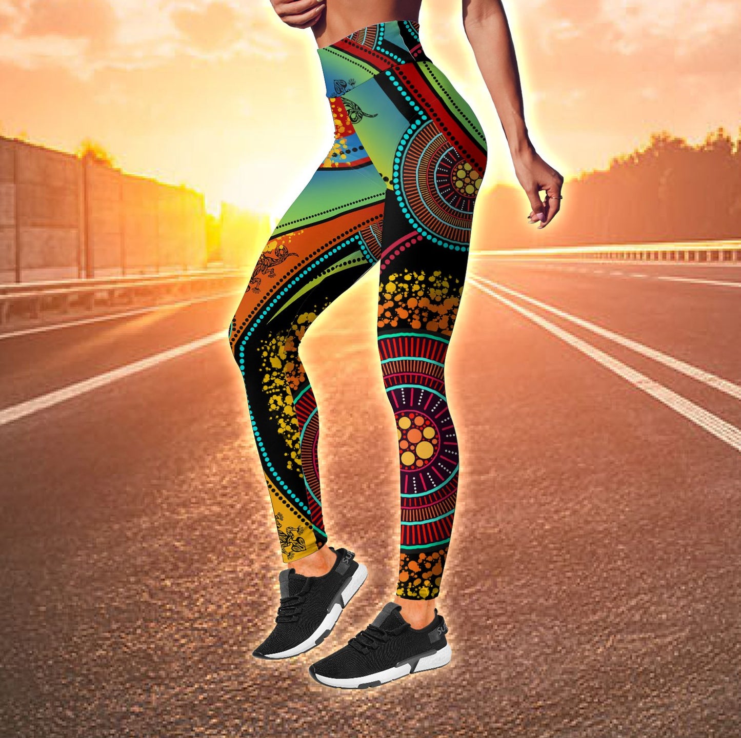 Aboriginal Australia Indigenous Lizard Painting Art Combo (Legging+Tank) TR2506204S-Apparel-Huyencass-S-No Tank-Vibe Cosy™