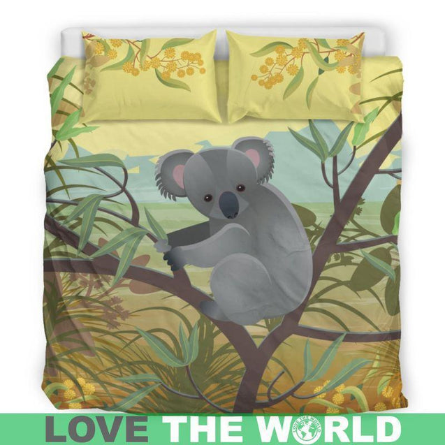 Lovely Koala Australia Bedding Set K5-BEDDING SETS-HP Arts-Bedding Set - Beige - LOVELY KOALA IN AUSTRALIA BEDDING SET-King-Black/Beige-Vibe Cosy™