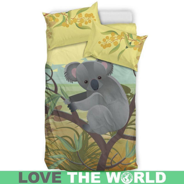 Lovely Koala Australia Bedding Set K5-BEDDING SETS-HP Arts-Bedding Set - Beige - LOVELY KOALA IN AUSTRALIA BEDDING SET-Twin-Black/Beige-Vibe Cosy™