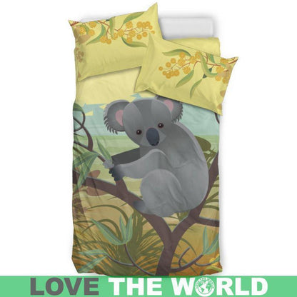Lovely Koala Australia Bedding Set K5-BEDDING SETS-HP Arts-Bedding Set - Black - LOVELY KOALA IN AUSTRALIA BEDDING SET C1-Twin-Black/Beige-Vibe Cosy™
