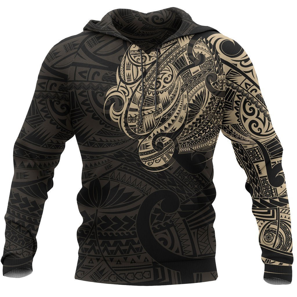 Maori Tattoo Style All Over Hoodie Golden Version-Apparel-Khanh Arts-Vibe Cosy™