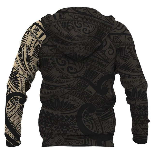 Maori Tattoo Style All Over Hoodie Golden Version HC1206-Apparel-Huyencass-Hoodie-S-Vibe Cosy™