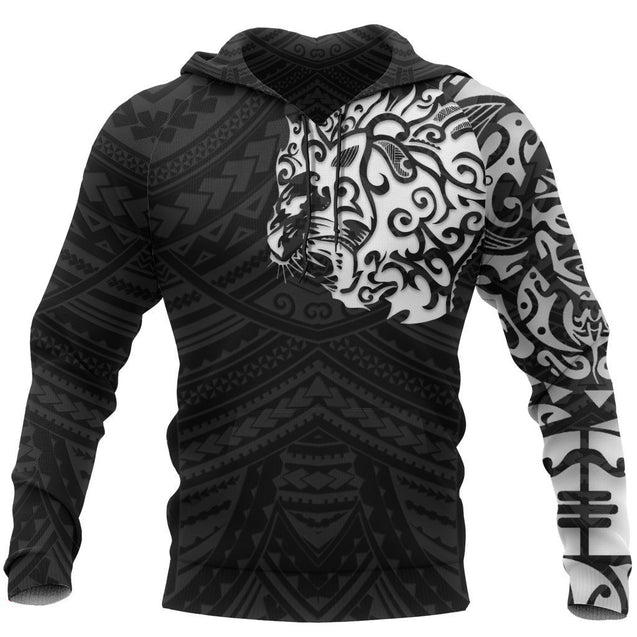 Maori Lion Tattoo New Zealand All Over Hoodie White NVD-Apparel-Dung Van-Hoodie-S-Vibe Cosy™