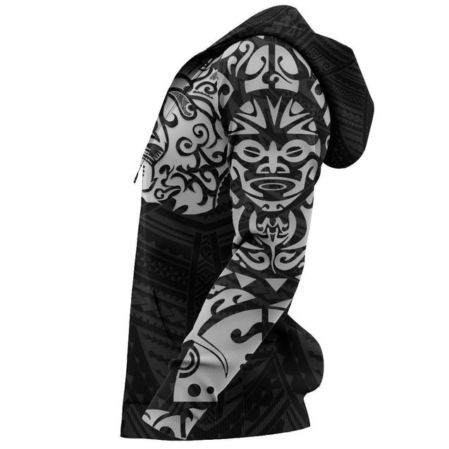 Maori Lion Tattoo New Zealand All Over Hoodie White NVD-Apparel-Dung Van-Hoodie-S-Vibe Cosy™