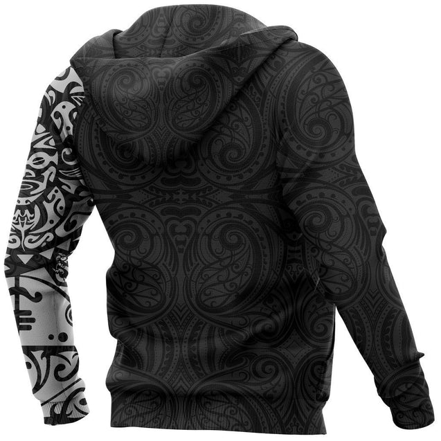 Maori Tangaroa Tattoo New Zealand All Over Hoodie - White NVD-Apparel-Dung Van-Hoodie-S-Vibe Cosy™